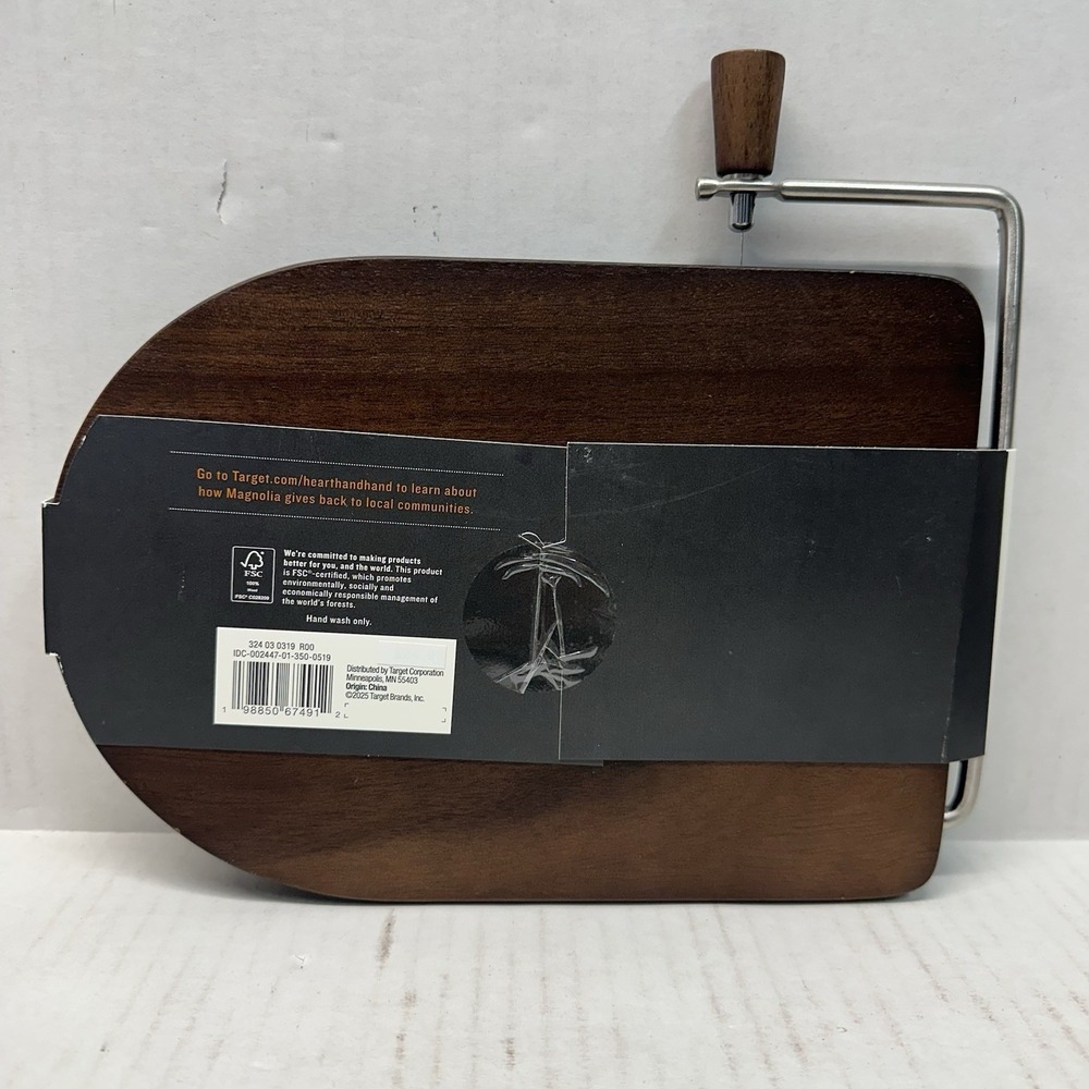 Hearth & Hand with Magnolia Cheese Board with Slicer Acacia Wood Stainless Steel - Picture 2 of 2